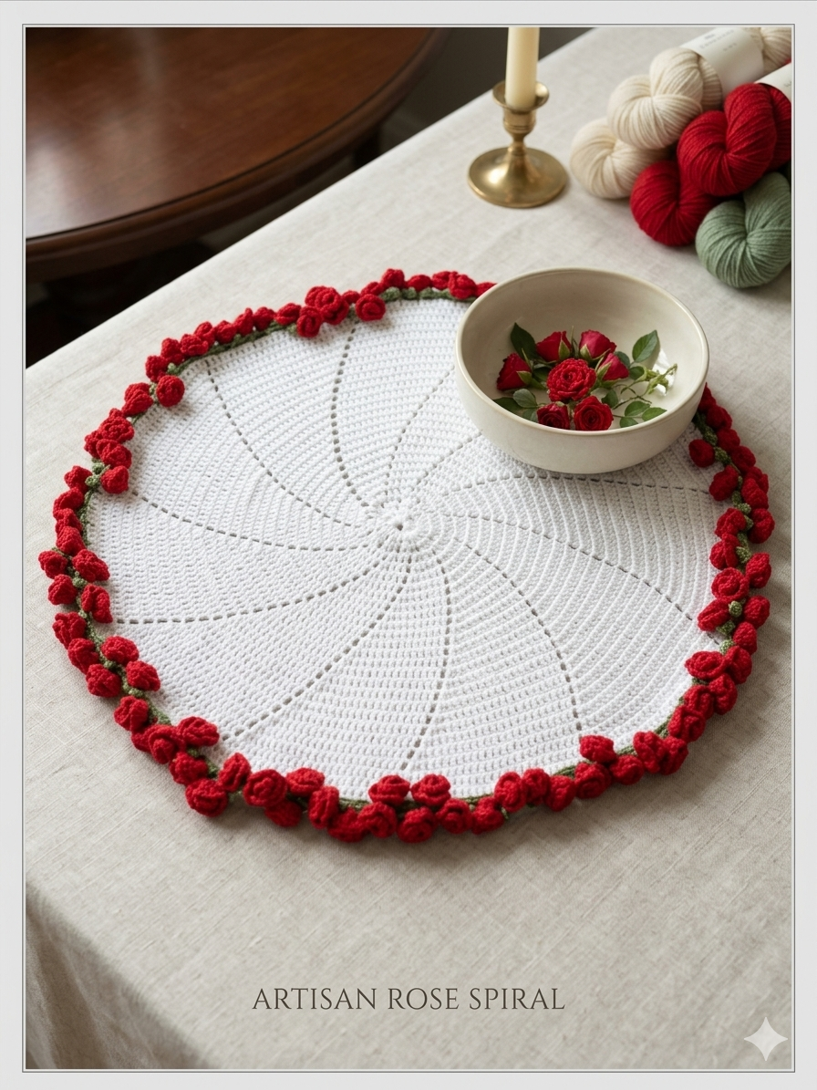 Handmade Rose Bouquet Crochet Blanket